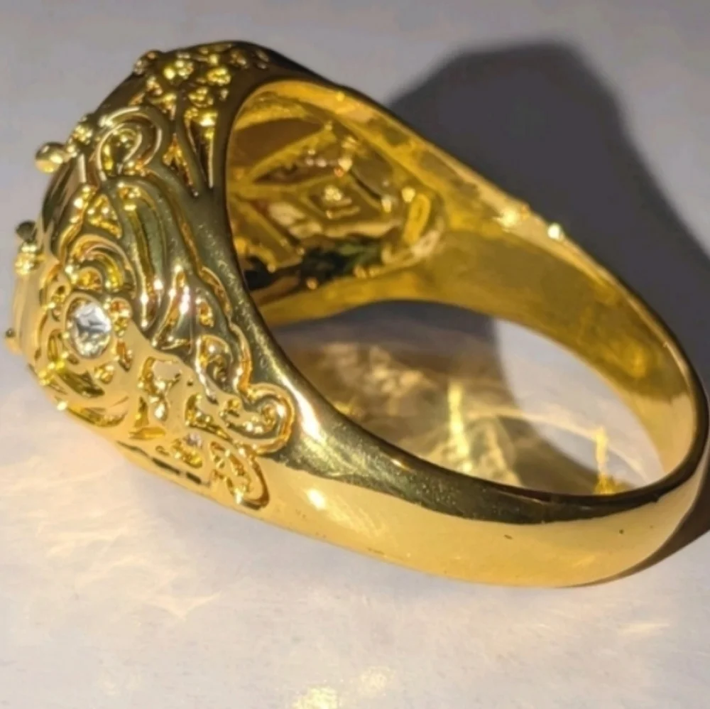 Mens 3ct Oval Cut Moissanite Band Ring 14k Yellow Gold Plated Sz 10